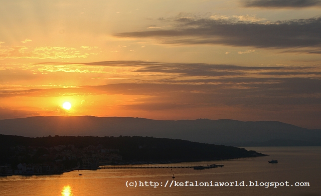 Sunset over Argostoli, kefalonia