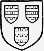 Image of the Monchesny coat of arms. Or three scutcheons barry vair and gules.  Image courtesy of the BHO