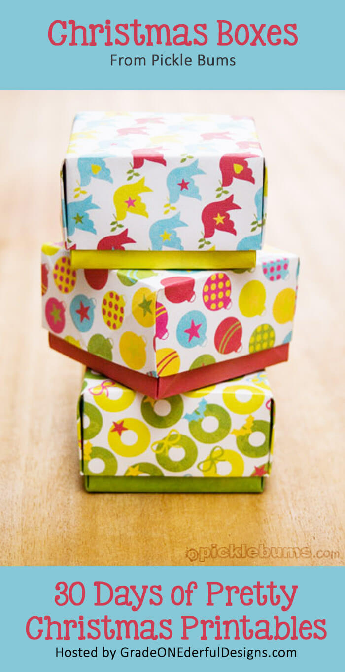 Print and Fold Christmas Boxes from Pickle Bum. 30 Days of Pretty Christmas Printables.