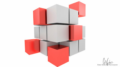 made with blender 3d software a cubic object comprised of smaller cubes