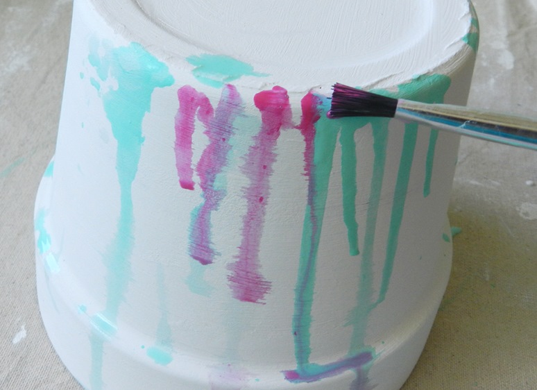 Painted and Watercolor Dripped Terracotta Pot Craft Tutorial