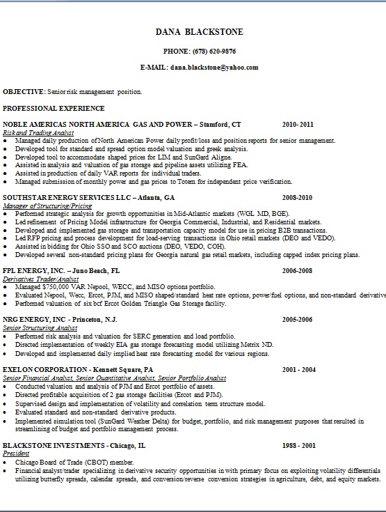 manager of structuring pricing sample resume format in word free download
