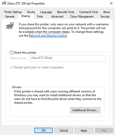 share zebra printer over network
