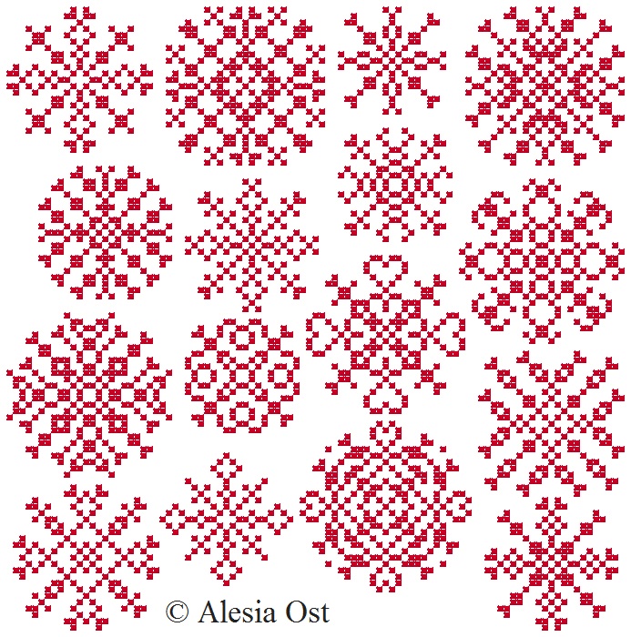 Red Snowflakes Cross-Stitch Pattern
