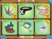 A screenshot showing items on clearance, in particular the spiked Mohawk and the beaded necklace. 
