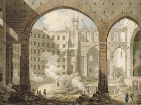 The damage wreaked by the 1816, captured in a painting by an unknown artist