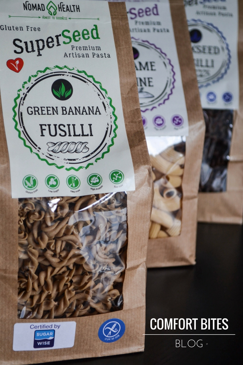 COMFORT BITES BLOG Paleo Sesame Seed Pasta with Lemon Pea Pesto