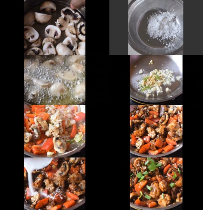 step by step images of how to make mushroom manchurian