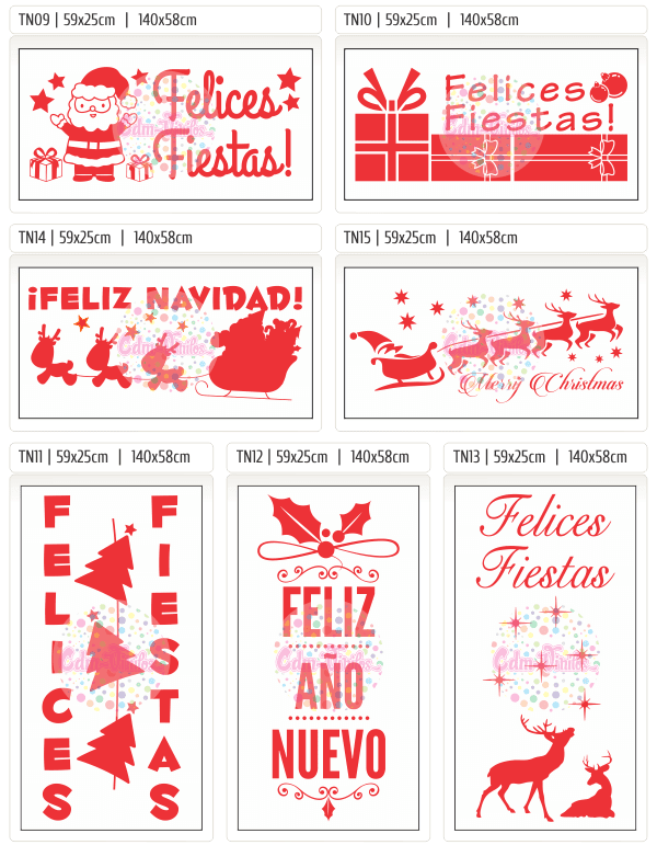 cdm-vinilos, Vinilo Autoadhesivo Navidad Fiestas Año Nuevo 2016, Carteles, Vidrieras, Ploteos