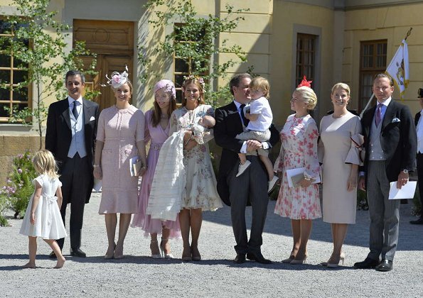 Queen Silvia, Crown Princess Victoria, Princess Estelle Princess Sofia, Princess Madeleine and Princess Leonore attended the baptism