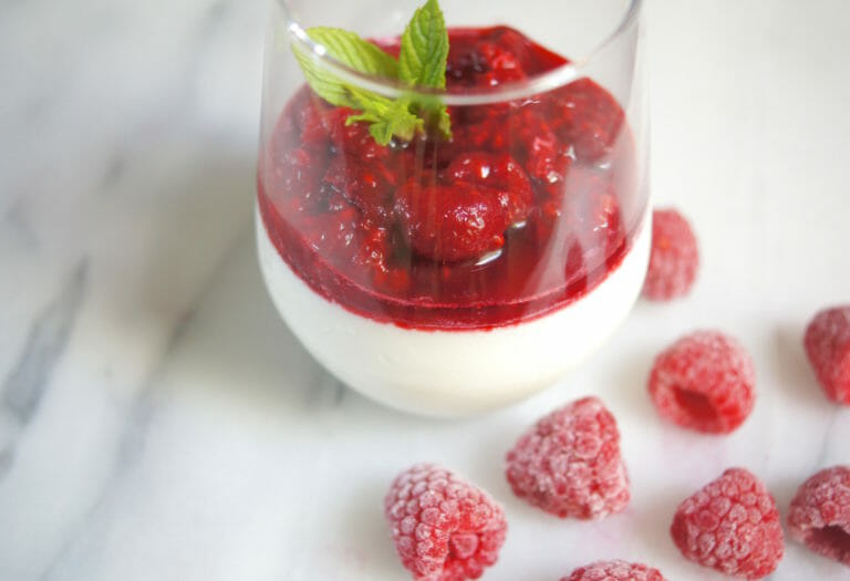 Rosewater and Raspberry Panna Cotta