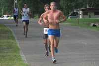 A kilometer out from the finish, #182 Jordan Green (1st, 17:21) was taking command of the 2012 Hot Trot 5K. Jordan Green
