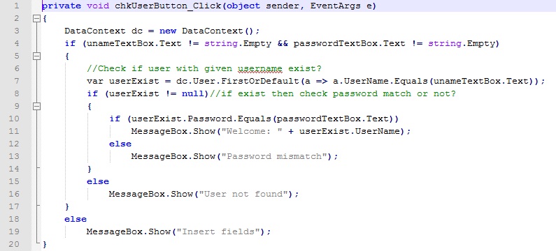 Login form using entity framework in windows form c#