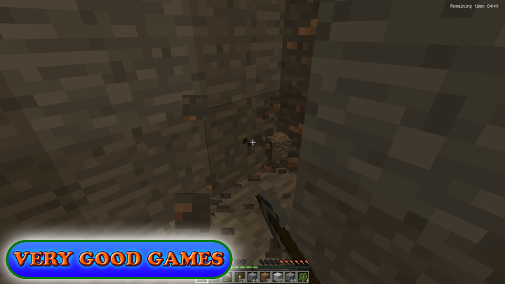 Minecraft game screenshot - collecring iron ore