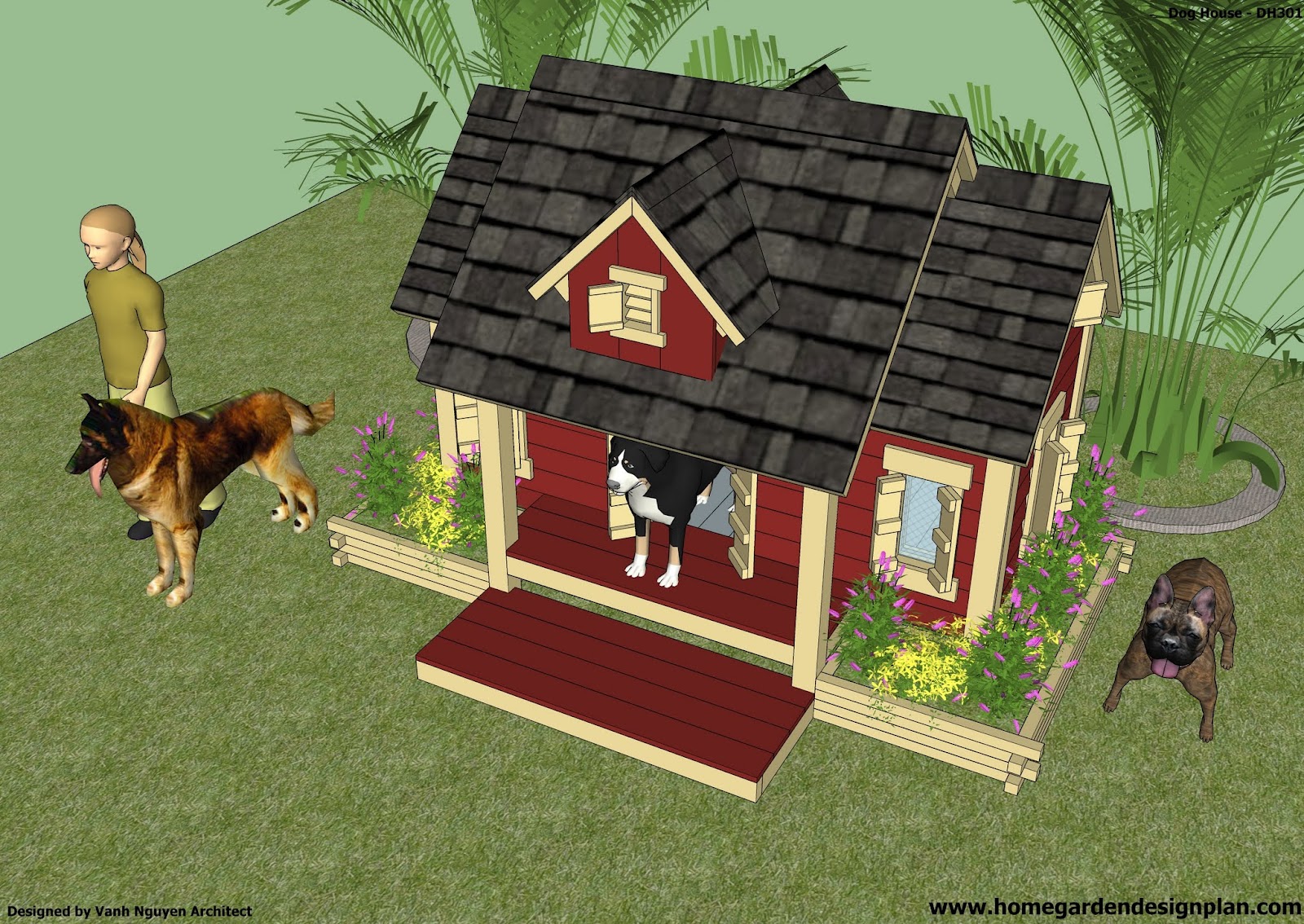 home garden plans: DH301 - Insulated Dog House Plans - Insulated Dog 