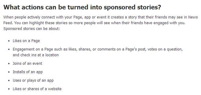 Facebook’s sponsored stories