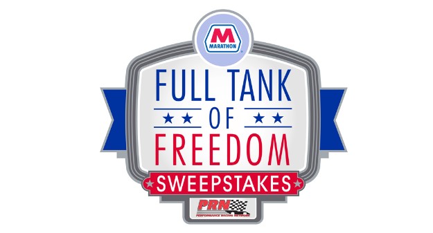 Marathon Full Tank of Freedom Sweepstakes Marathon Gasoline has teamed up with Performance Racing Network to offer you a chance to enter daily to be one of FIVE lucky winners of a gasoline gift card worth $1000 each!