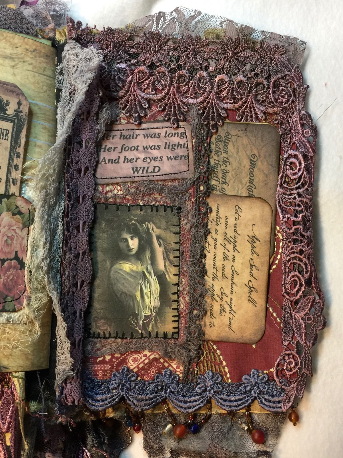 Grandmas laces: Gypsy Spells & Fortunes Mixed Media Fabric Book