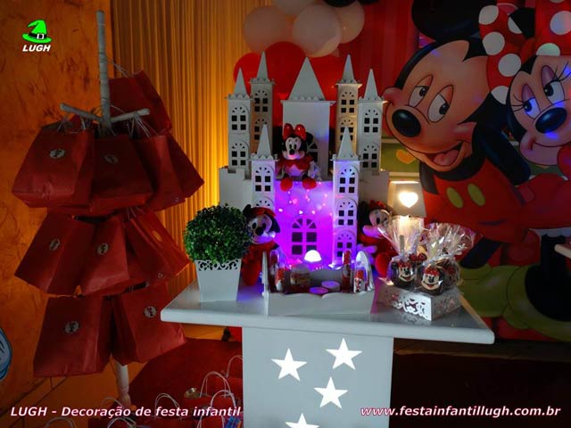Decoração de festa infantil da Minnie - Mesa temática provençal Decoração de festa infantil da Minnie vermelha - Mesa temática provençal