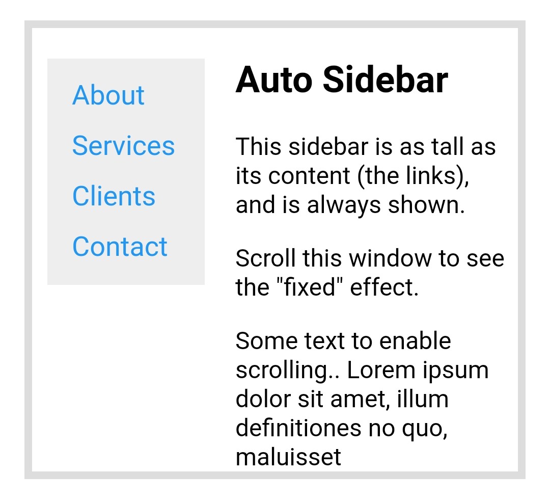 Fixed Auto Sidebar Html Css Html Template