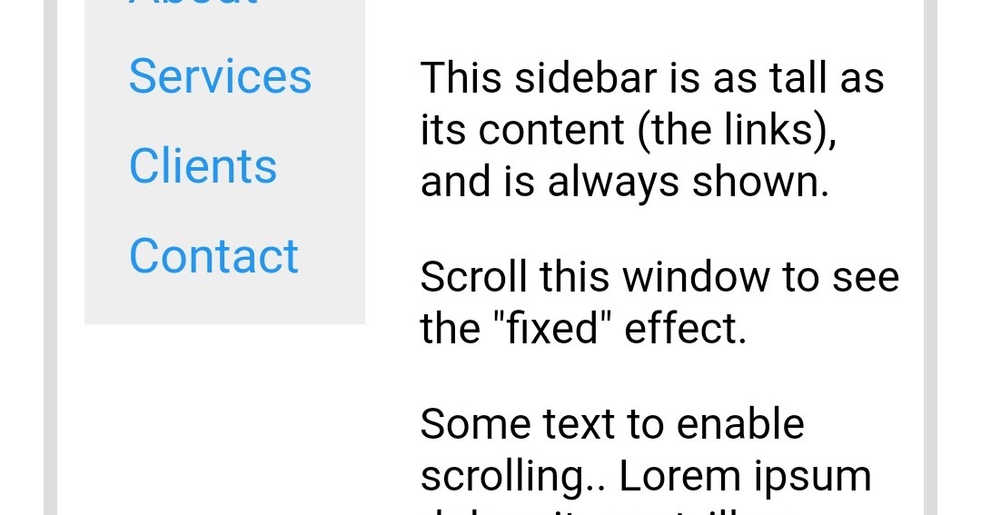 Fixed Auto Sidebar Html Css Html Template