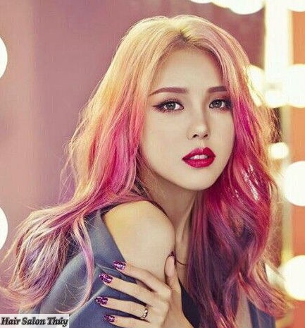 Ombre vàng hồng cực nổi bật mau toc nhuom dep 2019