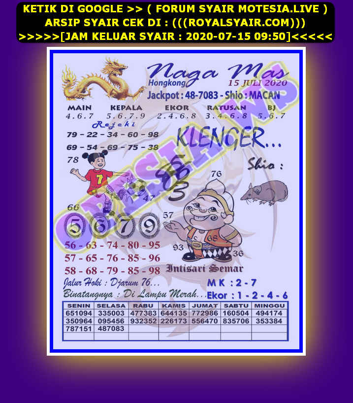 1 New Message Kode Syair Hongkong 15 Juli 2020 Forum Syair Togel Hongkong Singapura Sydney