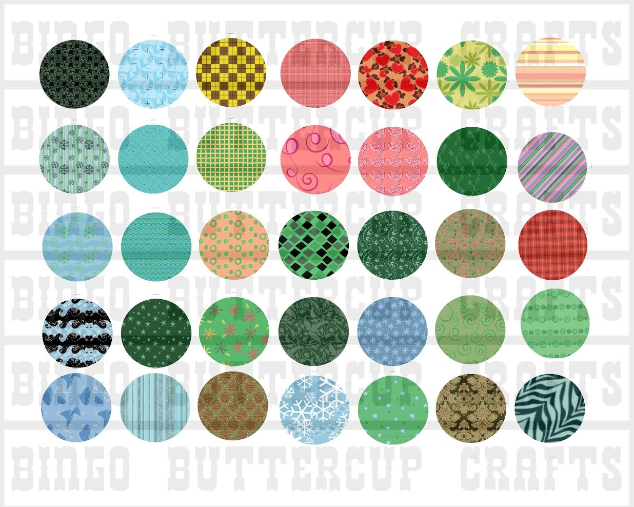 Bingo Buttercup Designs: Funky Grab Bag 1'' circles Printable