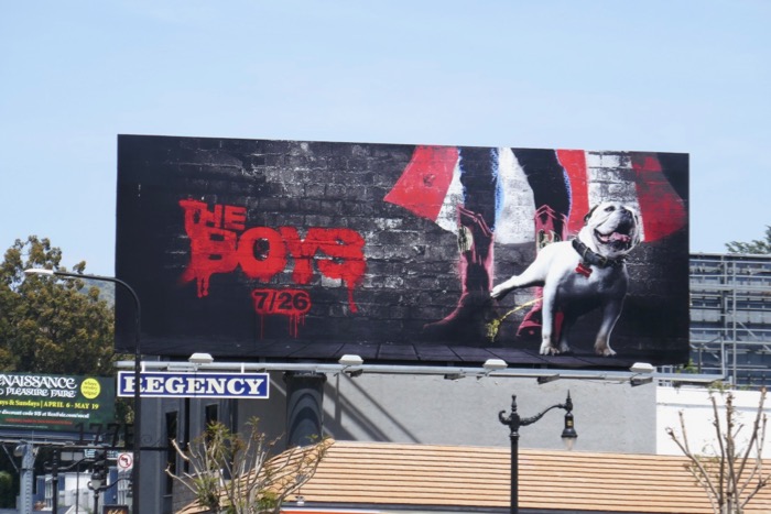 The Boys bulldog peeing billboard The Boys bulldog peeing billboard