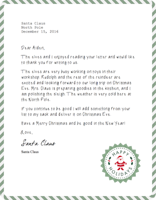 Santa Mail Reply Santa Mail Reply
