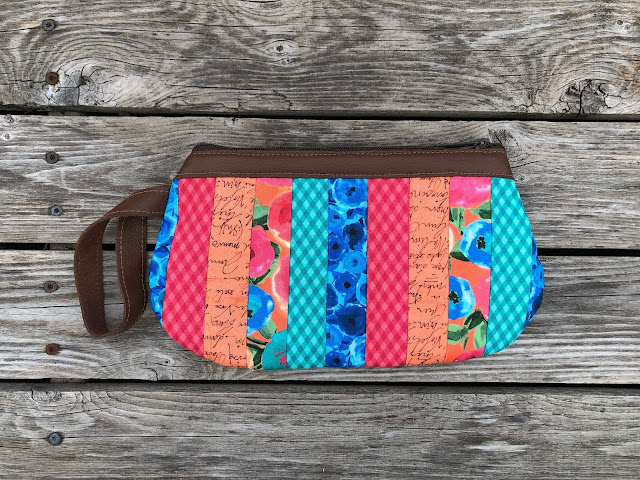 For sale on Etsy - Sweet Caroline Girlfriend clutch - Leather accents - Strip Piecing quilted front