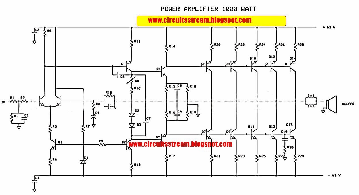 Build a 1000W Power Amplifier Circuit Diagram | Electronic Circuits Diagram