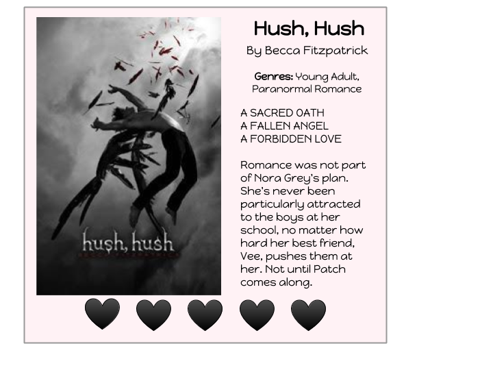 CommonBookSense Book Review Hush, Hush book one of the Hush, Hush Series (Becca Fitzpatrick)