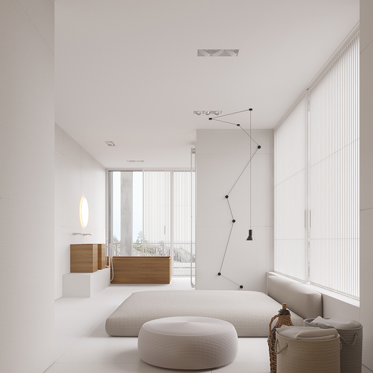 Minimalist interior design is by Igor Sirotov