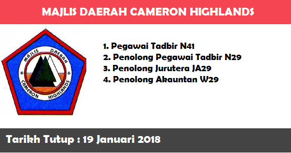 Jawatan Kosong di Majlis Daerah Cameron Highlands Jawatan Kosong di Majlis Daerah Cameron Highlands