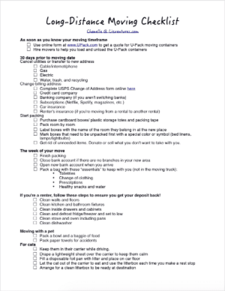 business moving checklist