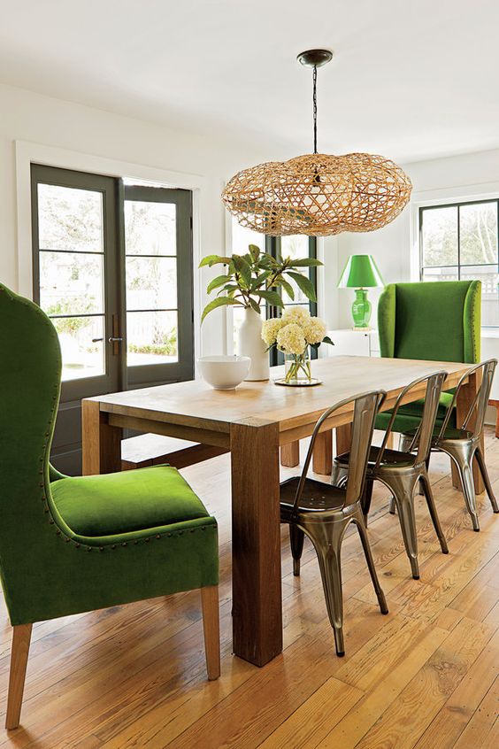 Rooms of Inspiration Green and White Dining Room