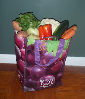 fresh veggies in reusable bag