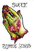 Sweet Zombie Jesus!Tattoo Design. watercolor, acrylic, ink, gesso, .