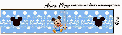 First Year of Mickey with Polka Dots: Free Printable Candy Bar Labels. Bottles with personalized labels.