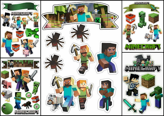 Minecraft Party Free Printable Cake Toppers.
