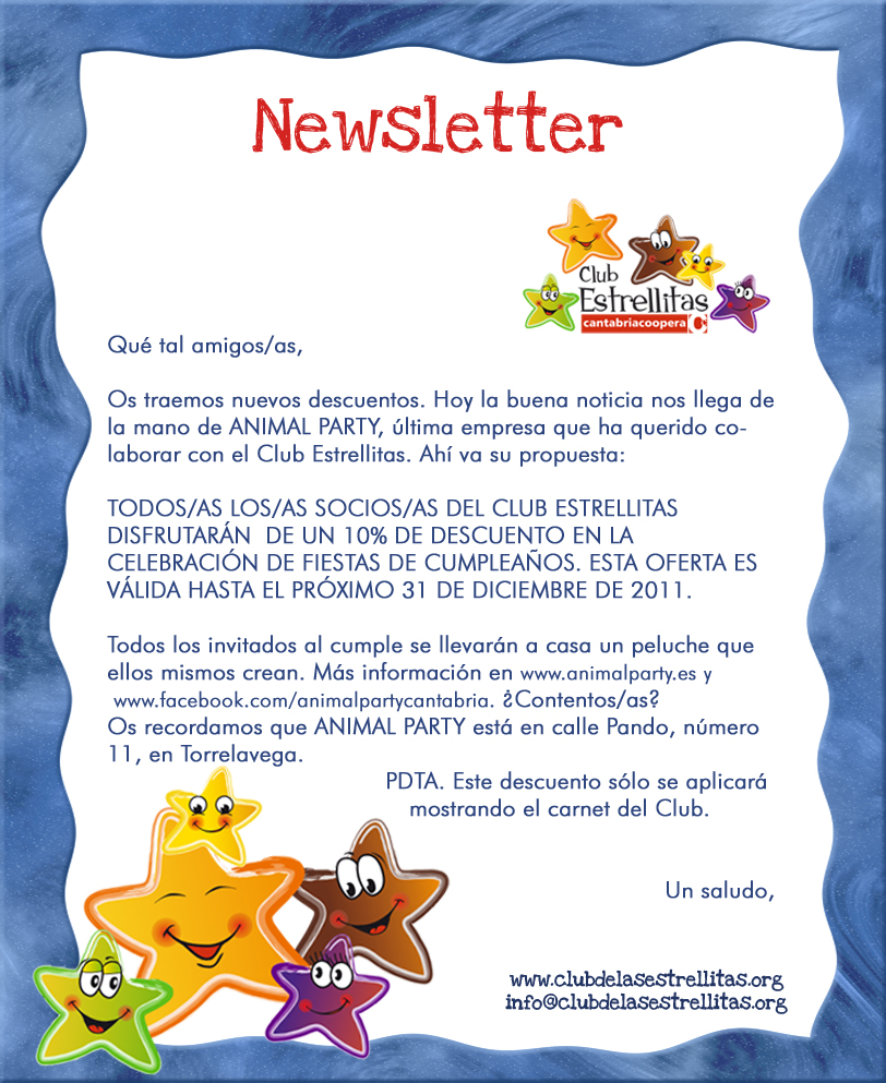 El blog del Club Estrellitas Nuevo comunicado Descuentos en la