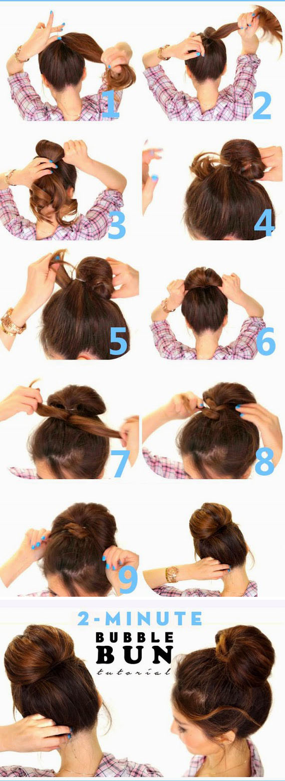2 Minute Bubble Bun Hairstyle Tutorial Beauty And Fashion Tutorials