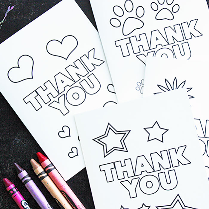 Free Printable Thank You Cards For Kids To Color Send Sunny Day Family