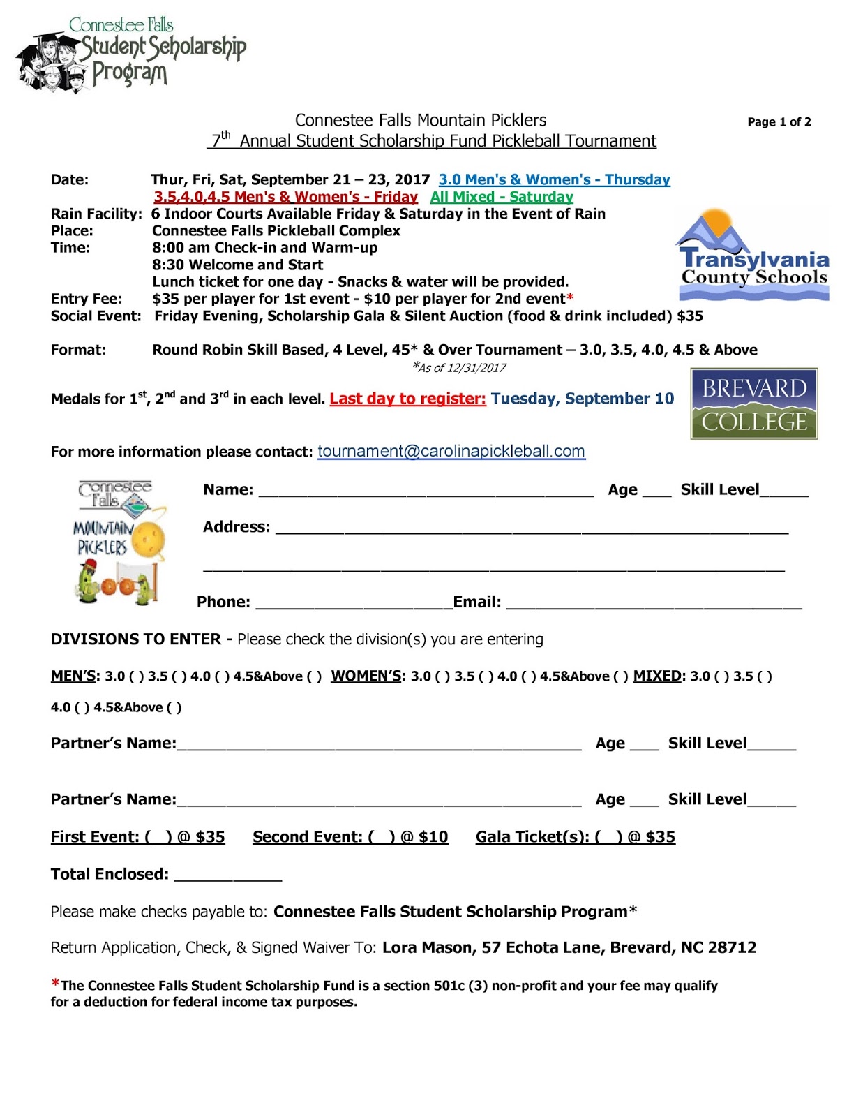 a pickleball life 2017 connestee falls scholarship pickleball connestee falls friday flyer