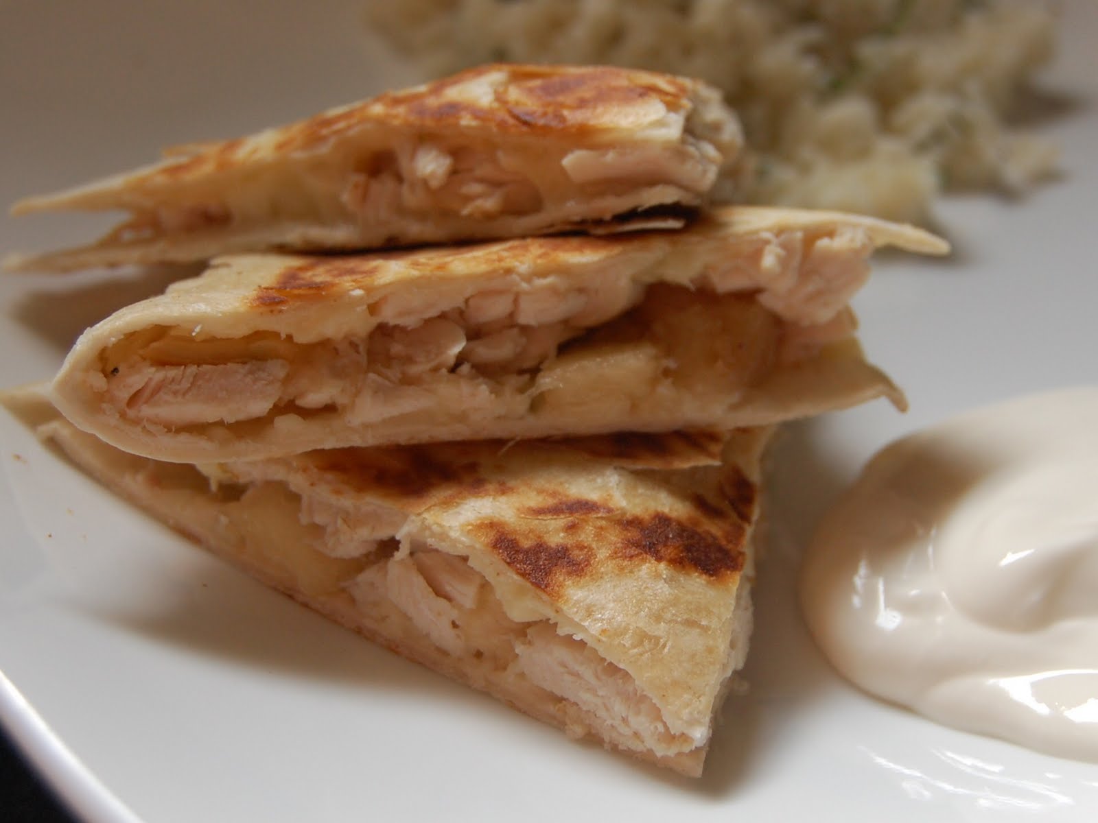 Cassie Craves Pepper Jack, Chicken and Peach Quesadillas with Honey