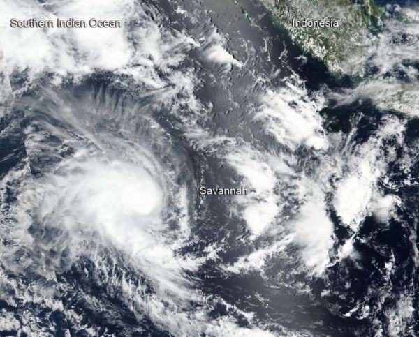Satellite Sees Tropical Cyclone Savannah Moving Away from Indonesia 