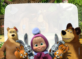 Masha y el Oso: Invitaciones para Imprimir Gratis. Para hacer invitaciones, tarjetas, marcos de fotos o etiquetas, para imprimir gratis de Masha y el Oso.
