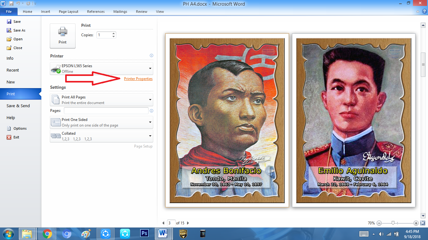 1st Step Go to Printer Properties