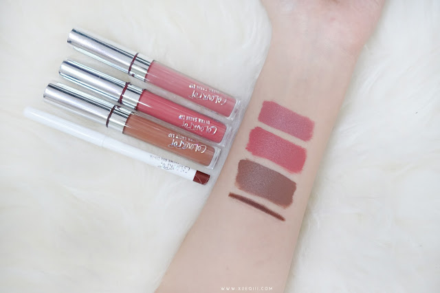 KathleenLights x Colourpop Ultra Satin Lips in Alyssa, November, Point Zero & Creme Gel Liner in Mr Bing Swatch